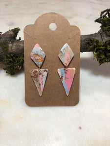 Southwest Sunset Marbled Dangle Earring, Diamond/Triangle