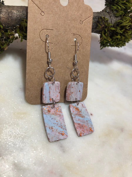 Southwest Sunset Marbled Chandelier Earring, Square/Rectangle