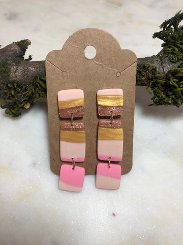 Neapolitan Three-Tiered Marbled Drop Earring