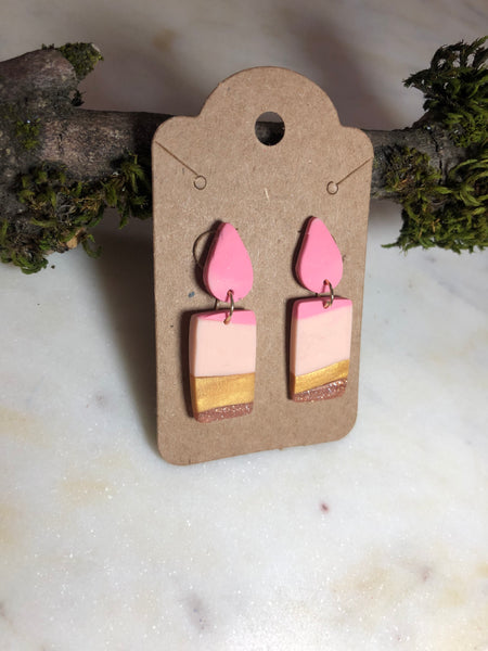 Neapolitan Striped Drop Earring, Teardrop/Rectangle