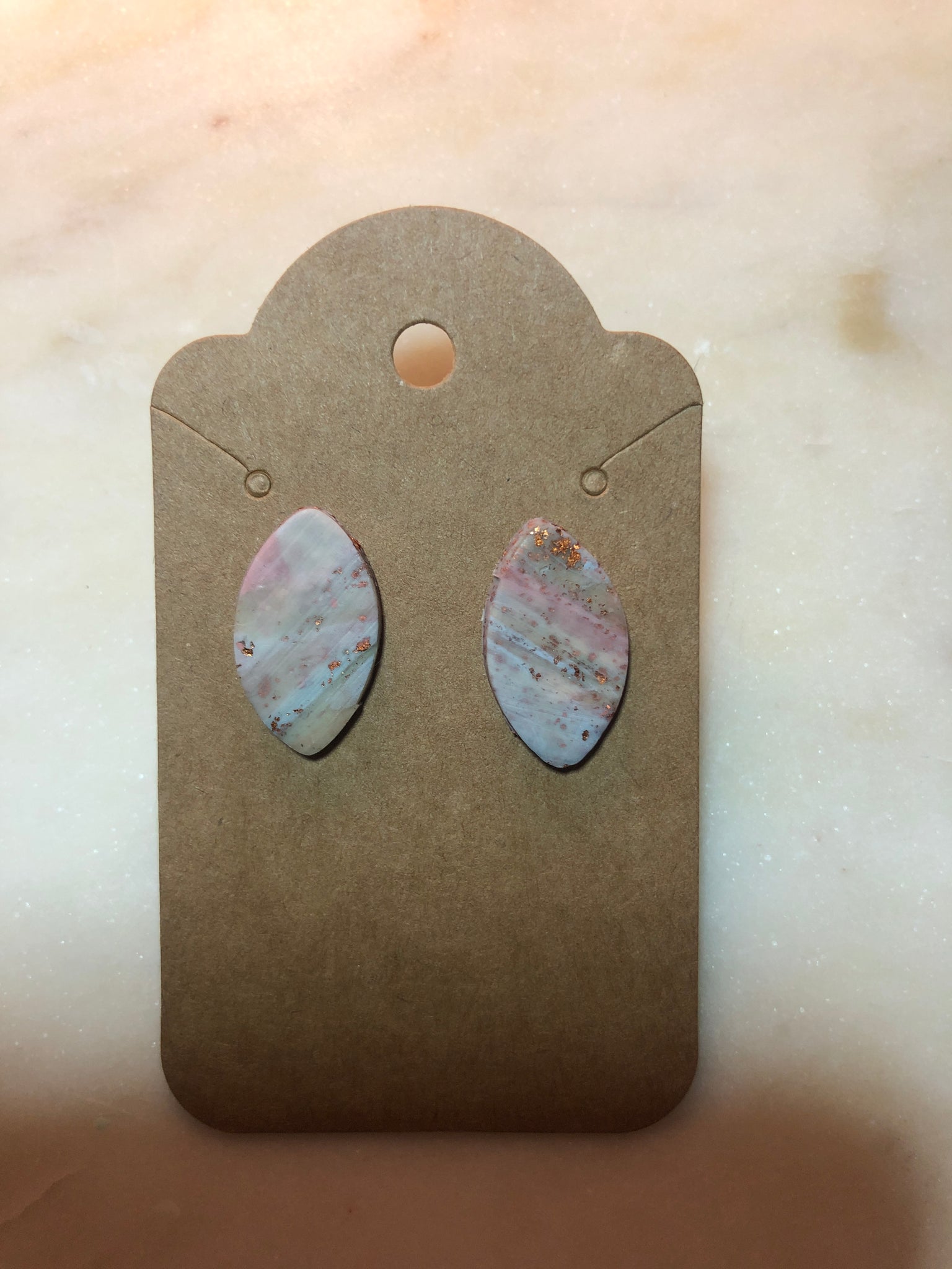 Pastel + Gold Stone Stud Earring, Oval