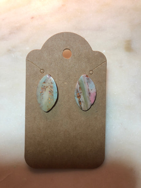 Pastel + Gold Stone Stud Earring, Oval