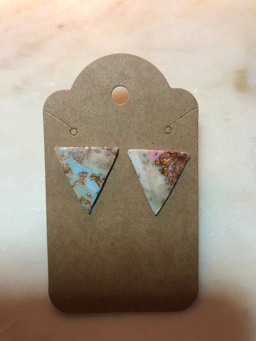 Pastel + Gold Stone Stud Earring, Triangle