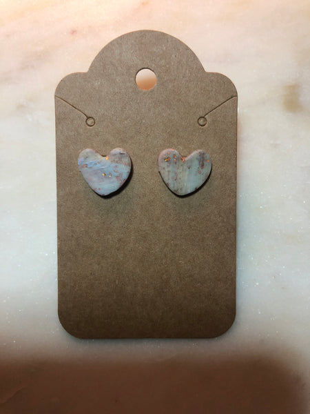 Pastel + Gold Stone Stud Earring, Heart