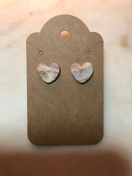 Pastel + Gold Stone Stud Earring, Heart