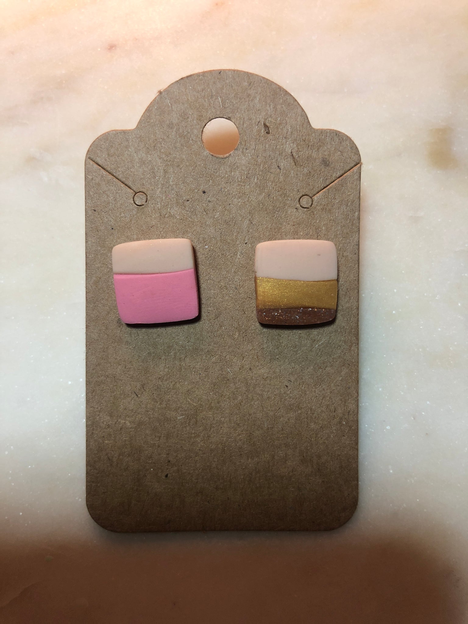 Neapolitan Stud Earring, Square